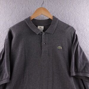 Lacoste Men L Charcoal Gray Short Sleeve Polo Shirt Embroidered Croc Logo Size 9